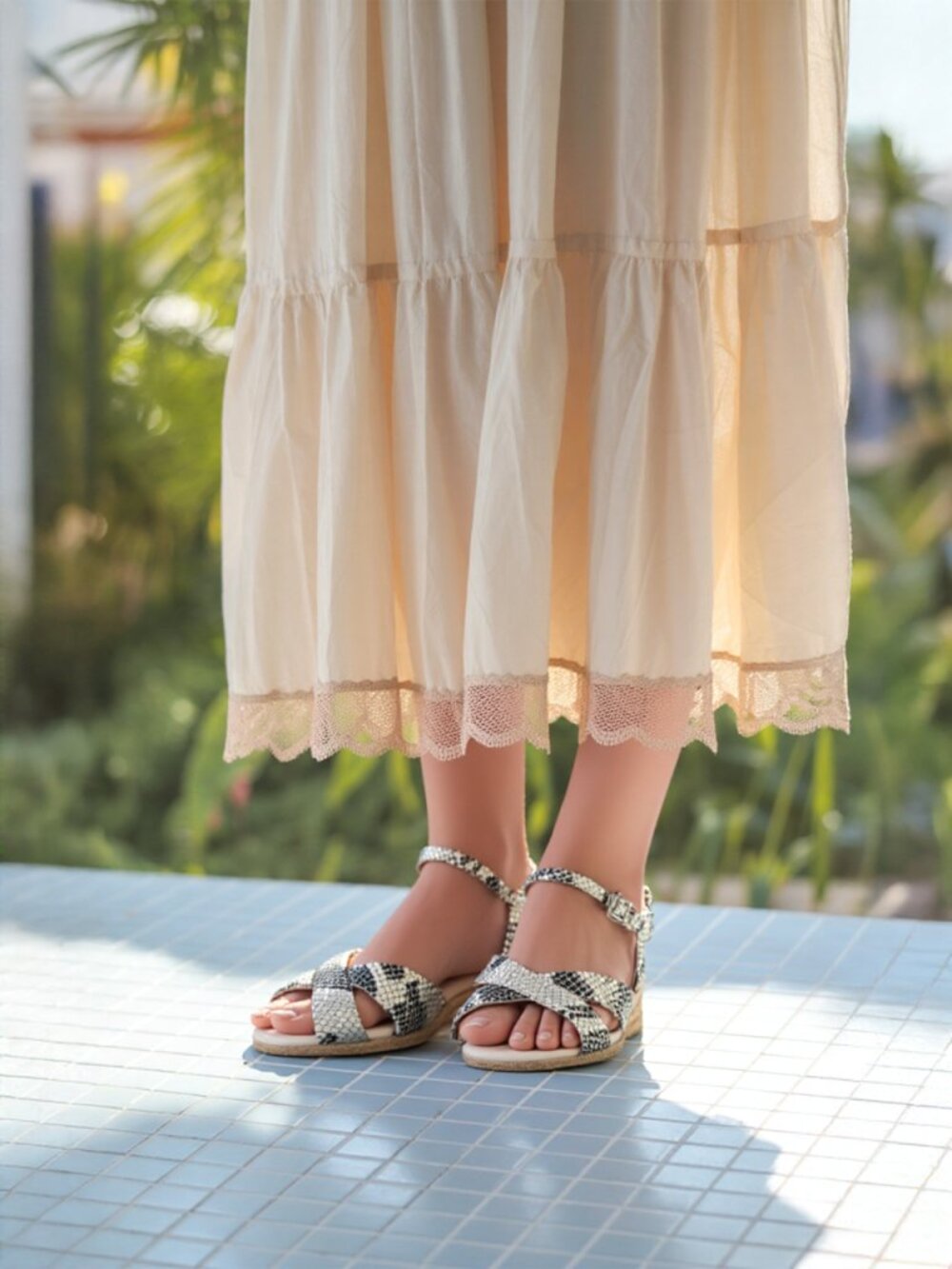 Eric Miichael Womens Snakeskin Espadrille Wedge Sandals - Neutral